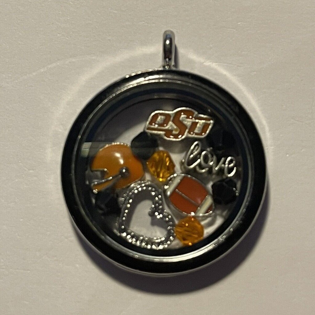 Oklahoma State Cowboys Ncaa Memory Charm Locket W/ 22 In Chain New